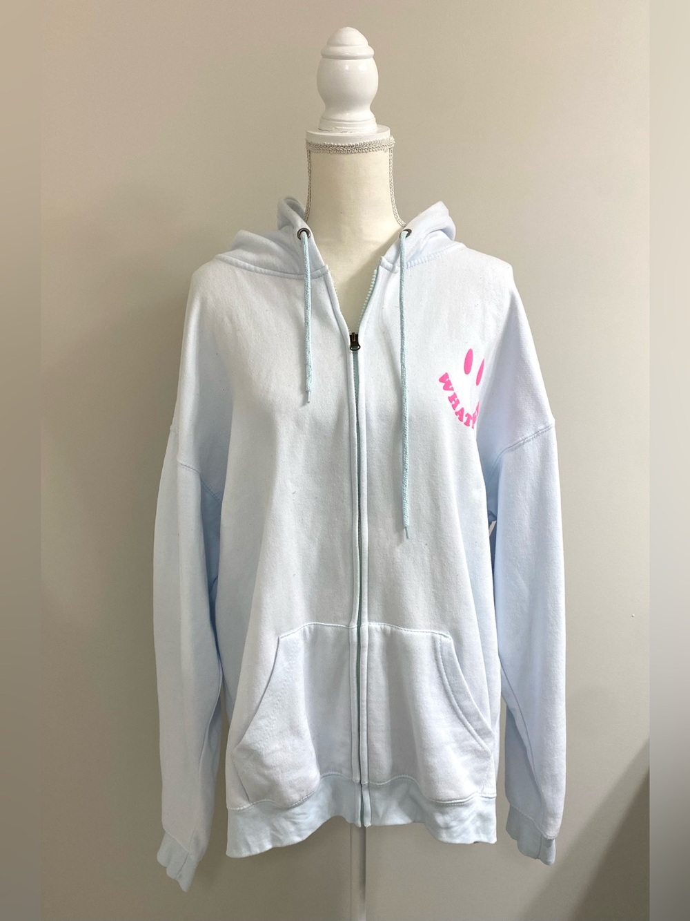 Pacific & Co Womens XXL Blue Zip-Up Hoodie Jacket Boho Fall 90s Graphic